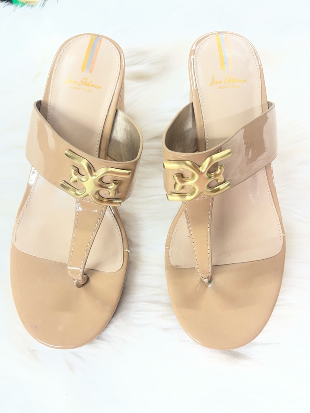 Sam Edelman Yardlie Patent Cork Wedge Sandals Womens 7.5 shoes - Picture 4 of 11